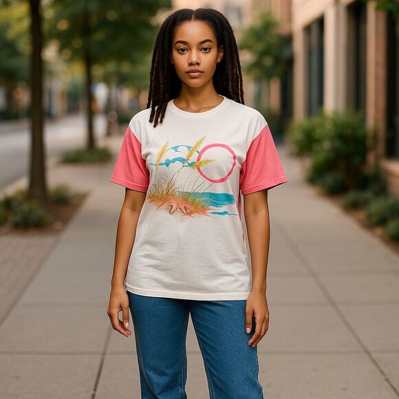 Unbranded 90s Casual Tee, Large, Beachy Vibes - Picture 1 of 11